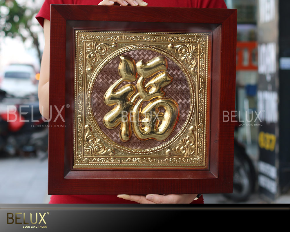 Tranh chữ Phúc Hán mạ vàng 24k