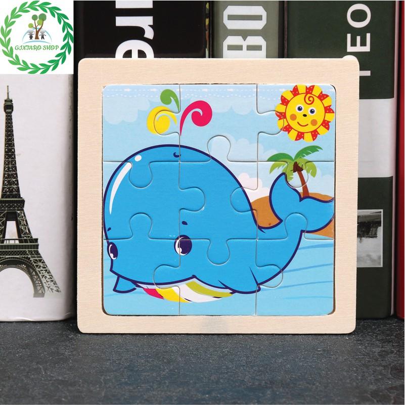 Đồ chơi xếp hình chất lượng cao puzzle , Bộ xếp hình bằng gỗ 9 miếng đa dạng hình ảnh GINTARO SHOP