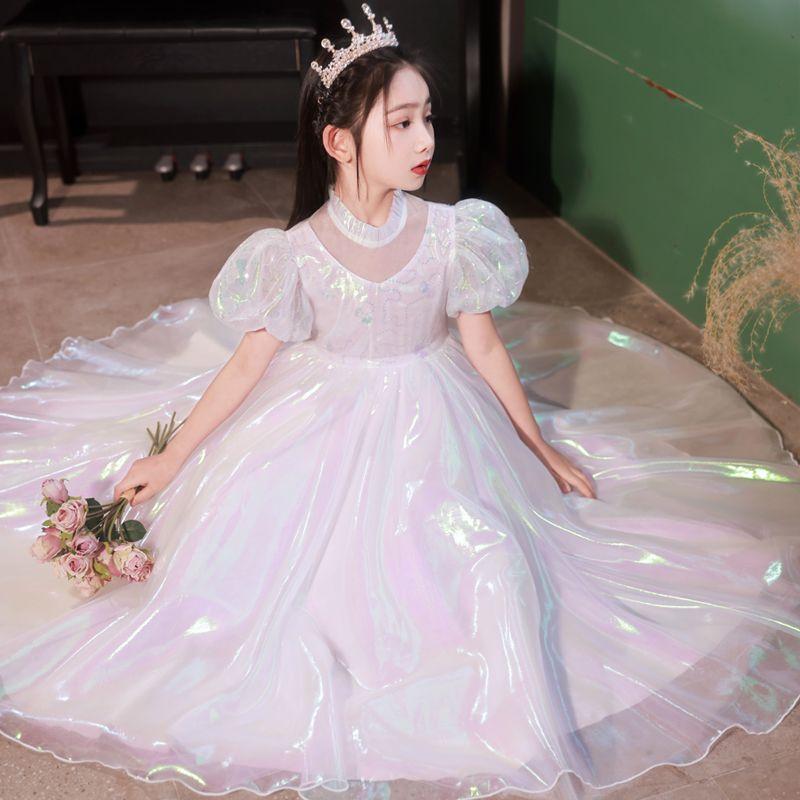 DONGSHOP HOT Váy trẻ em 2023 Váy công chúa Cô gái hoa đám cưới Pongee Cô gái nhỏ Người dẫn chương trình biểu diễn piano
