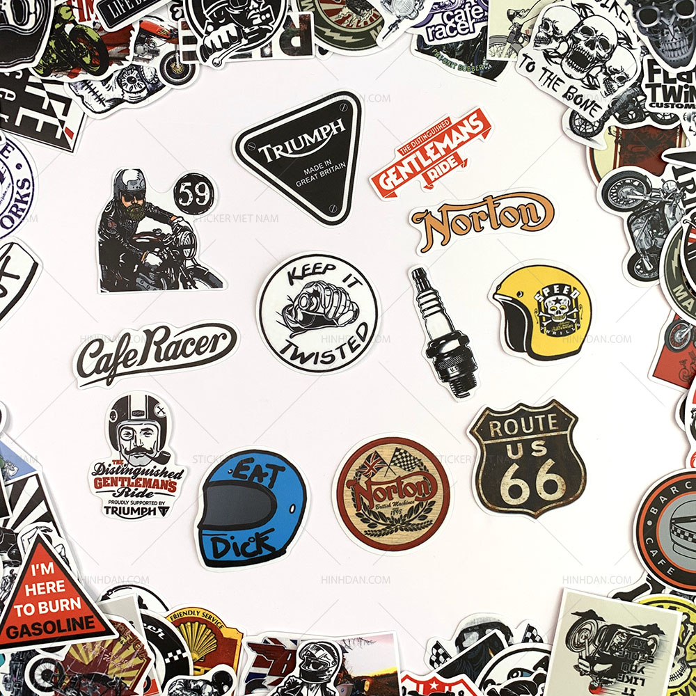 Bộ 20 Sticker Cafe Racer Hình Dán Chống Nước Decal Chất Lượng Cao Trang Trí Va Ly Du Lịch Xe Đạp Xe Máy Xe Điện Motor Laptop Nón Bảo Hiểm Máy Tính Học Sinh Tủ Quần Áo Nắp Lưng Điện Thoại