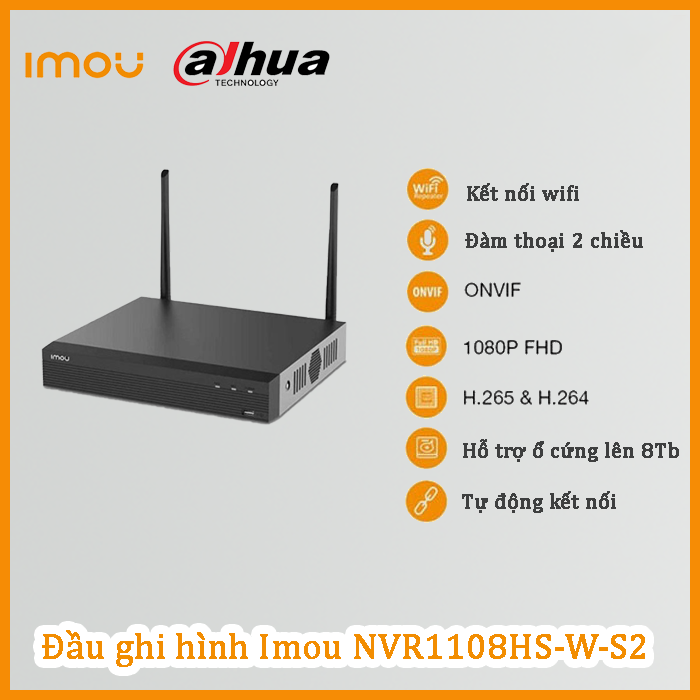 Hình ảnh Đầu Ghi Hình 8 Kênh WIFI Camera IMOU NVR1108HS-W-S2 Hỗ trợ P2P - Hàng chính hãng