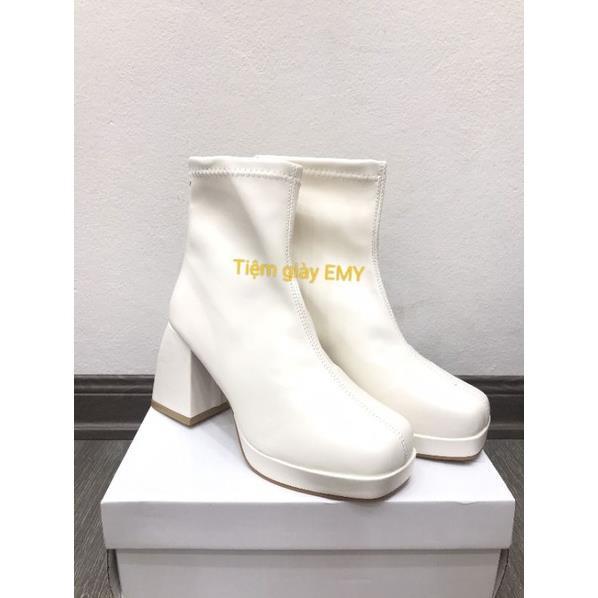 Hàng cao cấp Bốt Da Nữ Cao Cấp Boots Cổ Ngắn Độn Đế Thời Trang Phong Cách Mới (ảnh thật EMY)