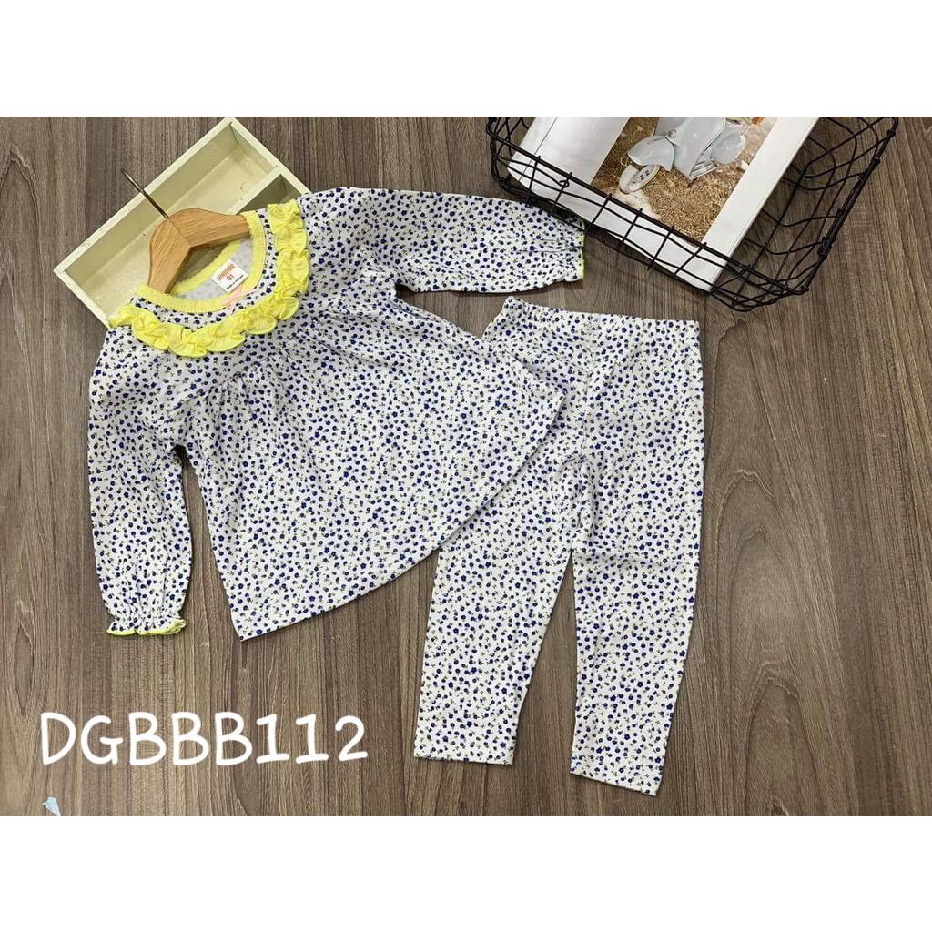 Bộ dài tay thun borip bèo cổ siêu xinh cho bé gái từ 11 đến 23kg - Bộ dài bé gái