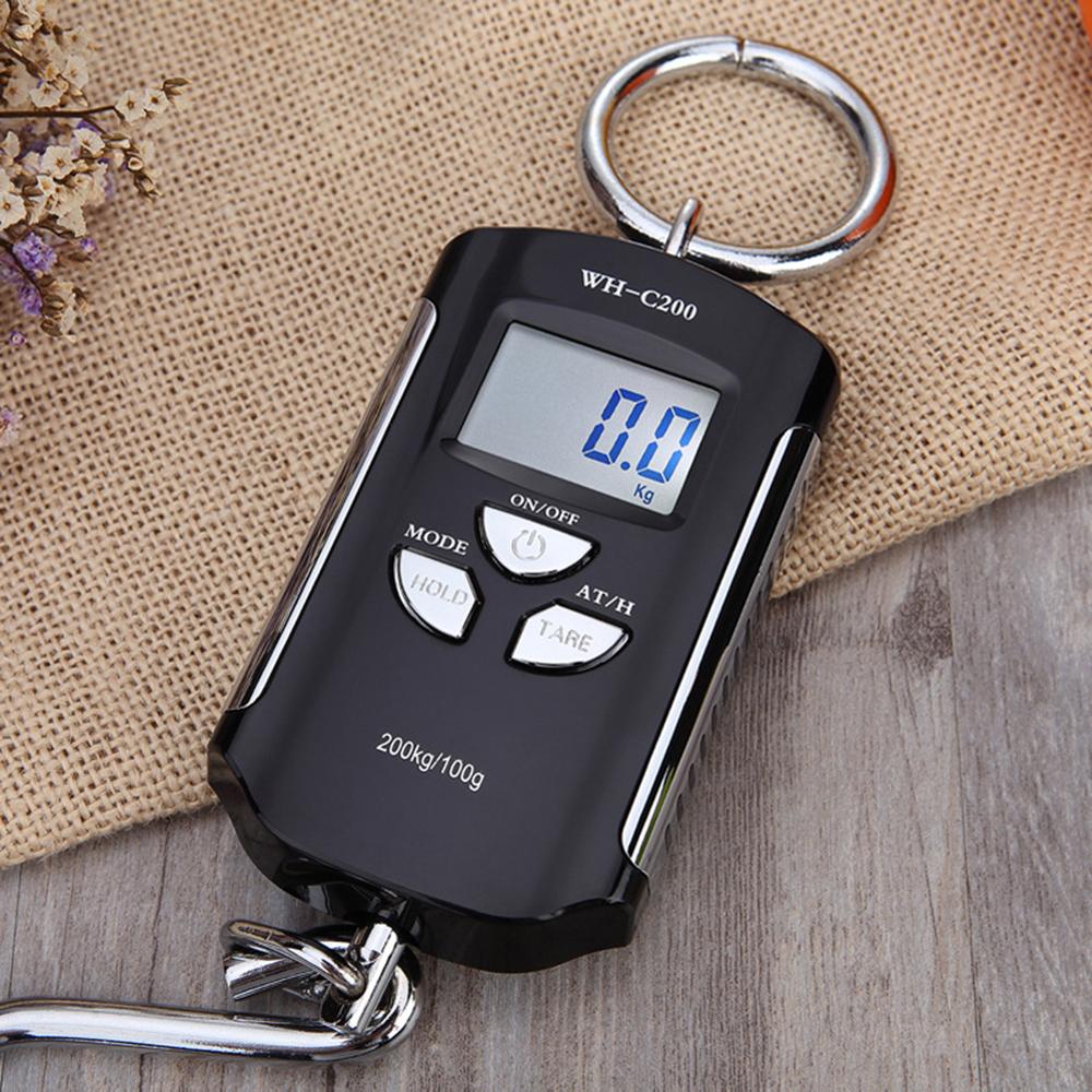 Digital Hanging Scale 200kg/ 440lb Portable Crane Scale LCD Backlight Steel Hook Scales for Farm Fishing Hunting Food Market Outdoor Work