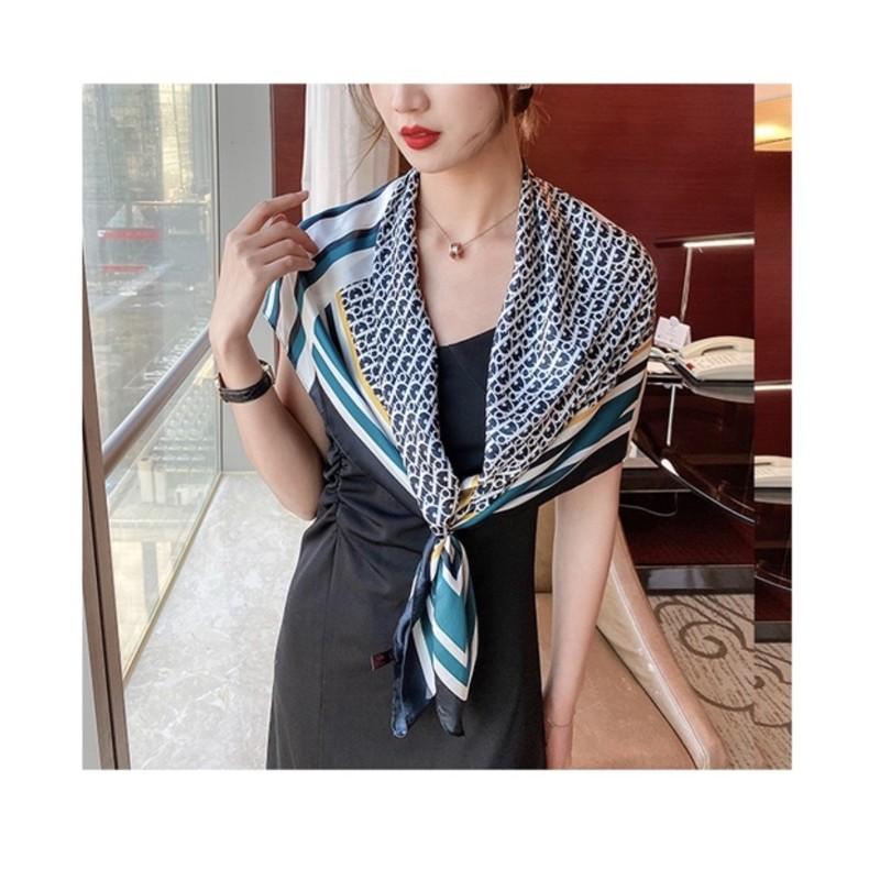 Khăn choàng cổ lụa vuông thanh lịch size 90x90cm bandana quấn áo size lớn - Maben