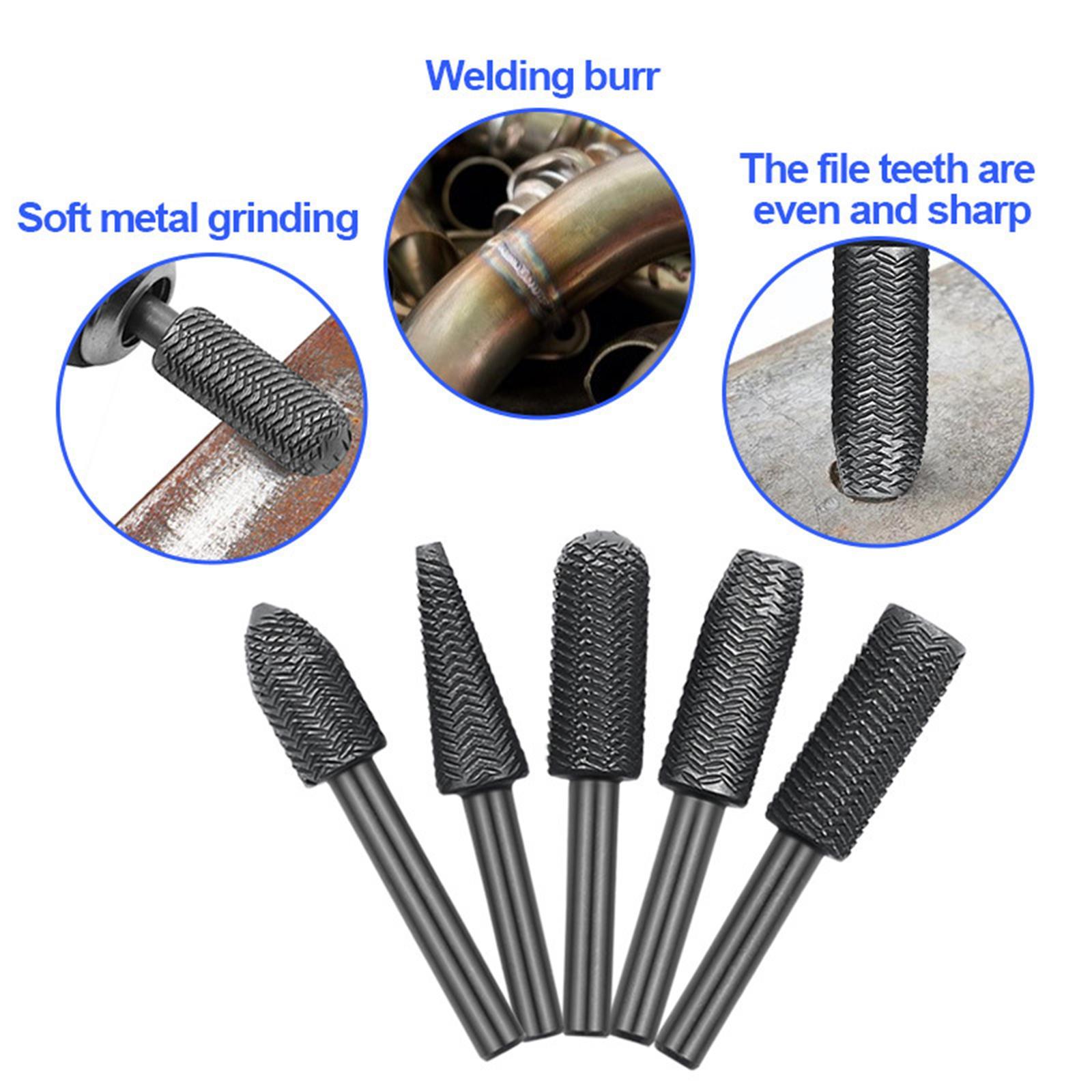 5 Pieces Rotary Burr Set 1/4" Shank Wood Rasp Drill Bits for Drilling DIY Woodworking