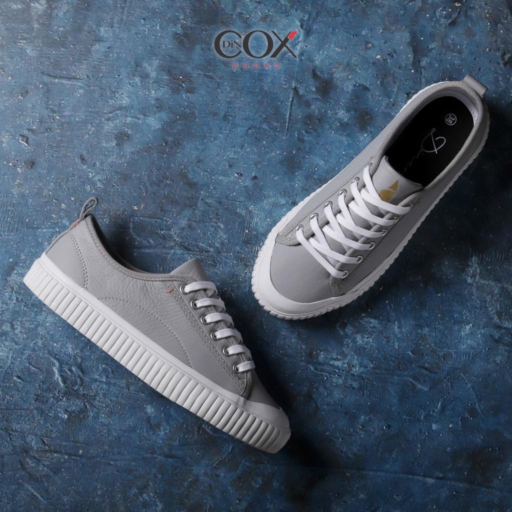 Giày Sneaker Da Bò Thật Nữ DINCOX E02 Grey Sang Trọng