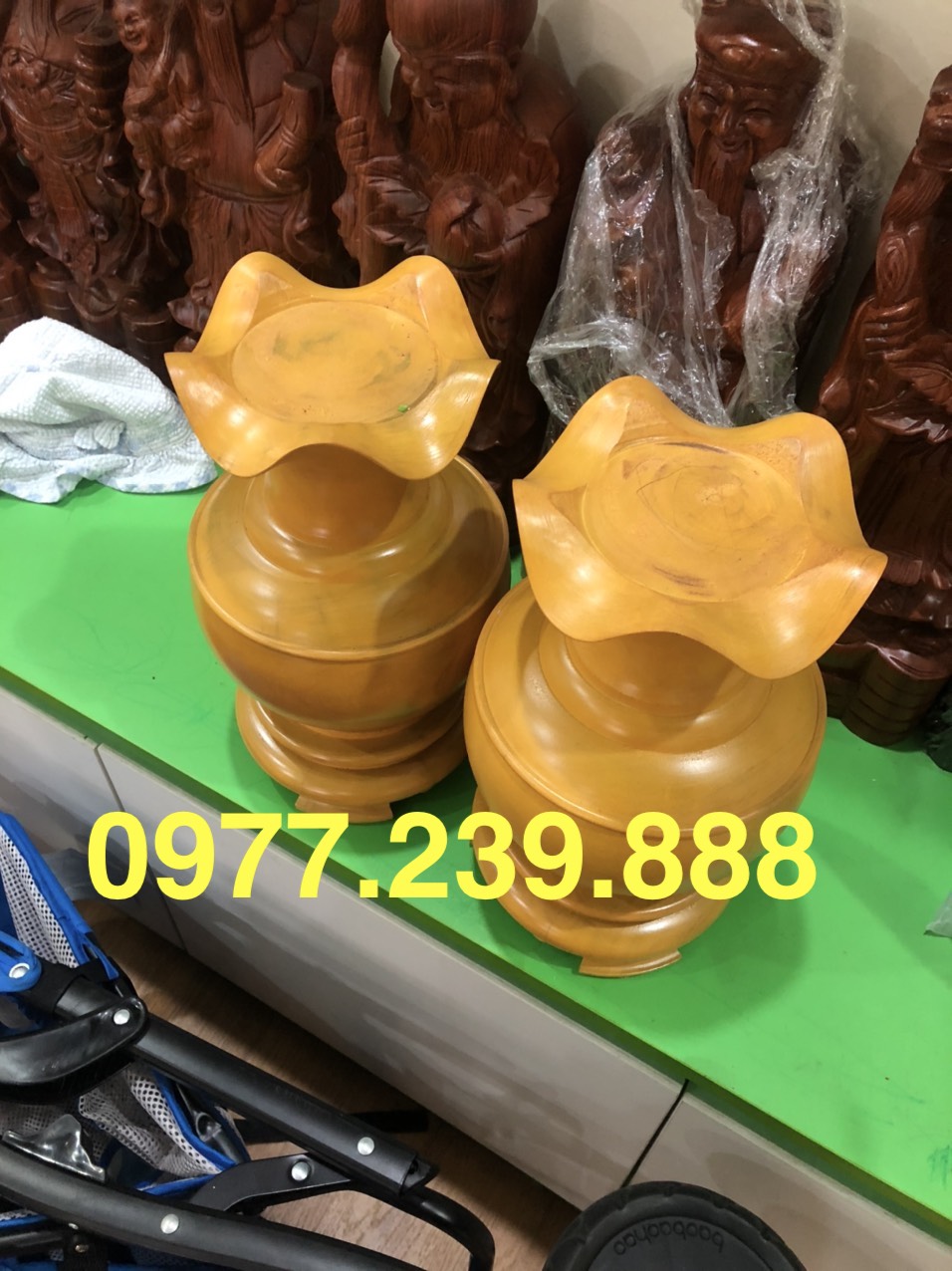 Bình hoa sen gỗ mít 1 bình cao 30cm