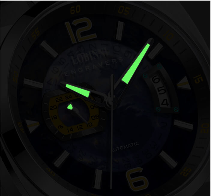Đồng hồ nam chính hãng LOBINNI L16070-1 hàng mới 100% ,kính sapphire chống nước,chống xước,dây da xịn ,kiểu dáng thể thao ,size mặt to