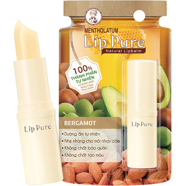 Son dưỡng môi không màu thành phần tự nhiên Lip Pure Bergamot Cam Tây 3.9g