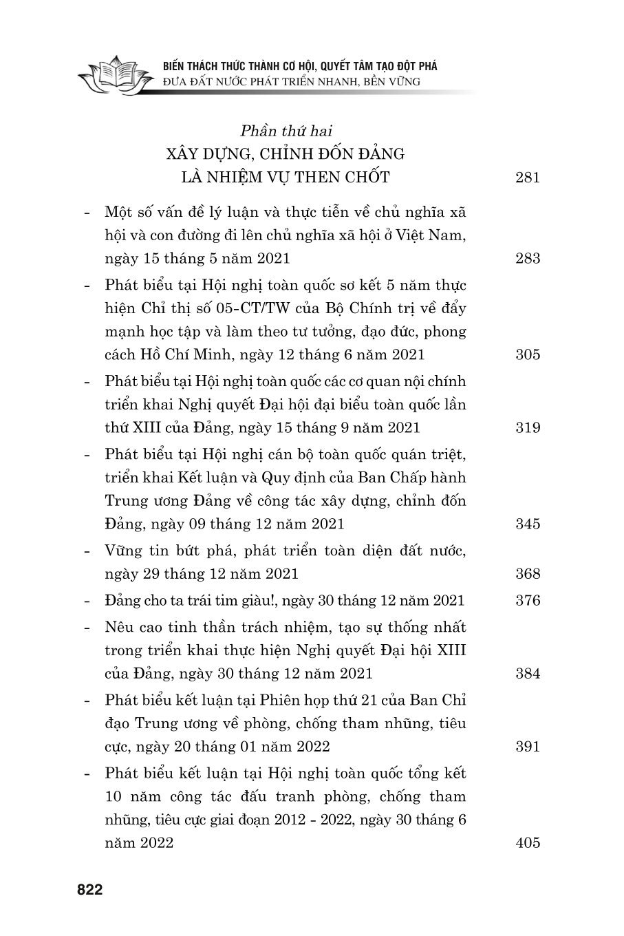 Biến thách thức thành cơ hội. Quyết tâm đột phá đưa đất nước phát triển nhanh, bền vững (bản in 2024)