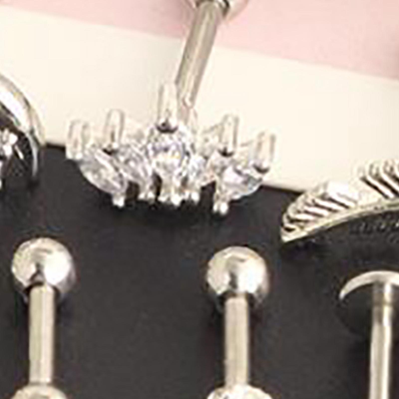 17Pcs Stainless Steel Ear Earrings Piercing Jewelry Nose Rings