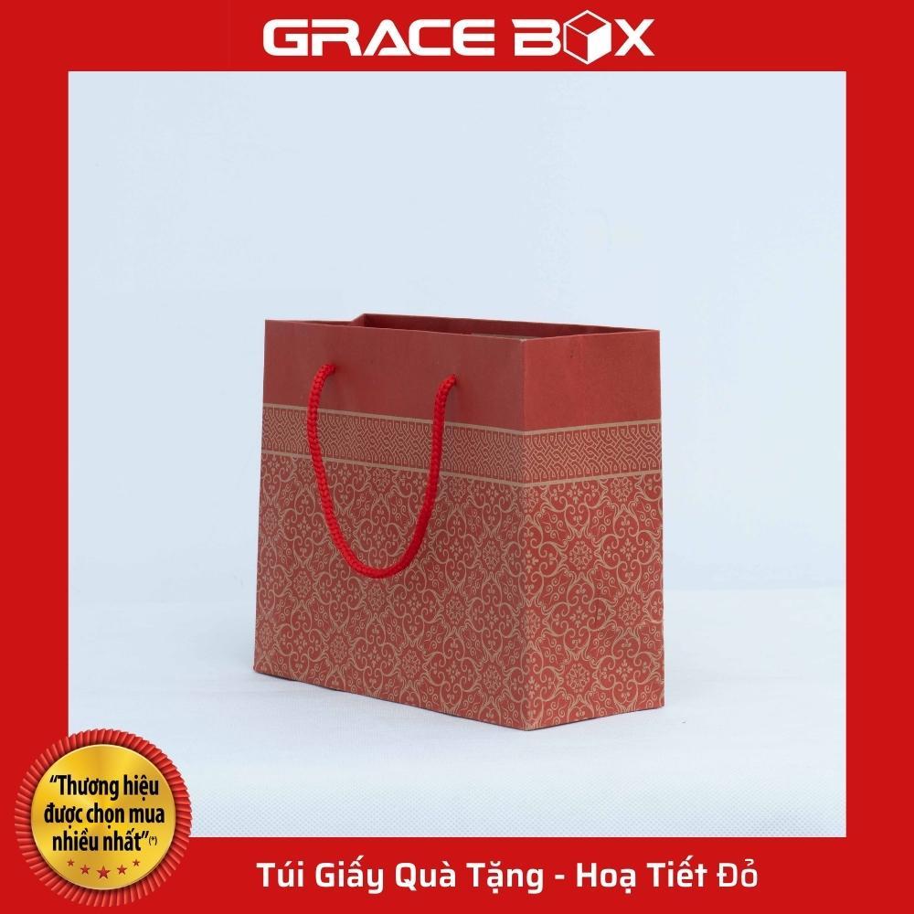 Túi Giấy Quà Tặng - Họa Tiết Đỏ - 23 x 19 x 9 cm