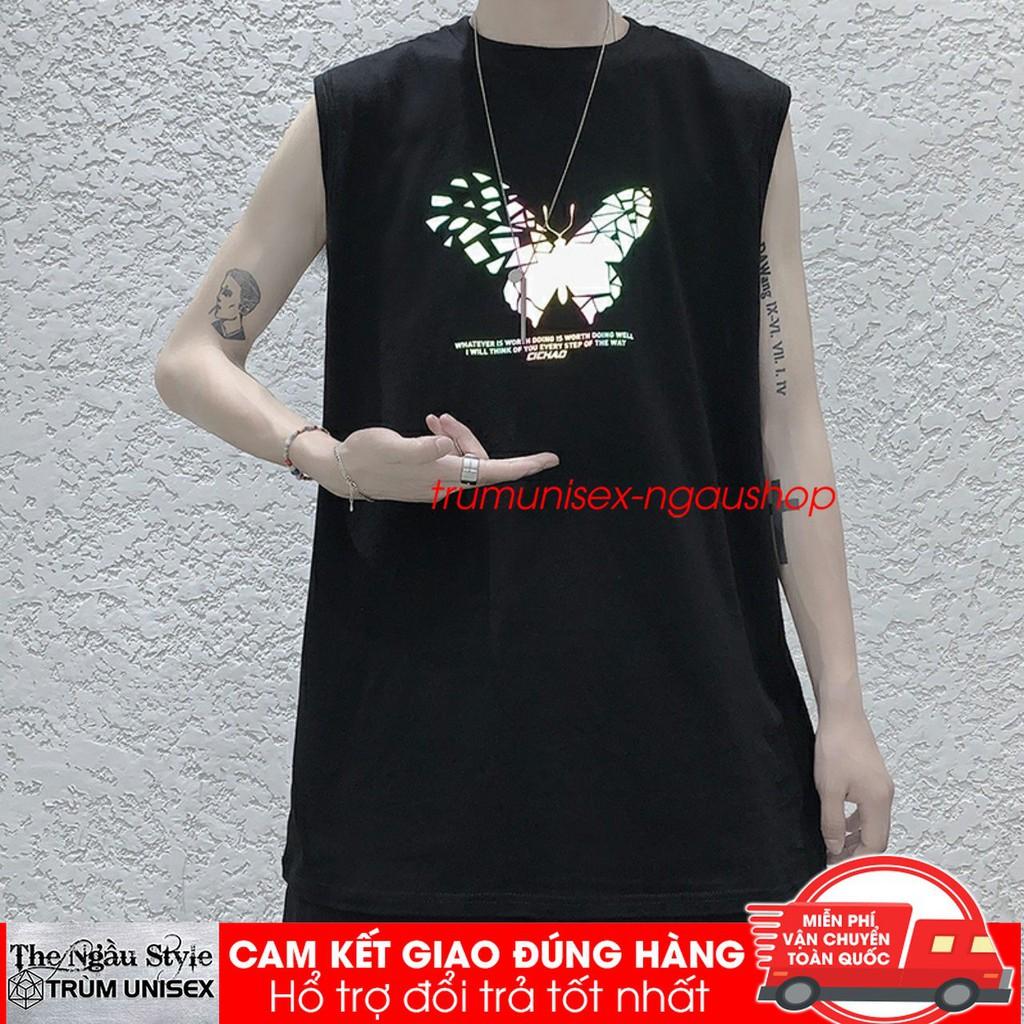 Áo thun Ba lỗ tanktop unisex form rộng nam nữ hàn quốc in Phản Quang 7 Bướm Megamind aothununisex