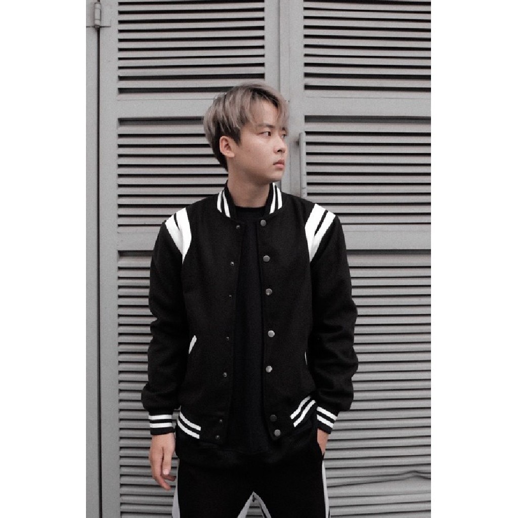 Áo bomber teddy nỉ đen trắng - Gin store