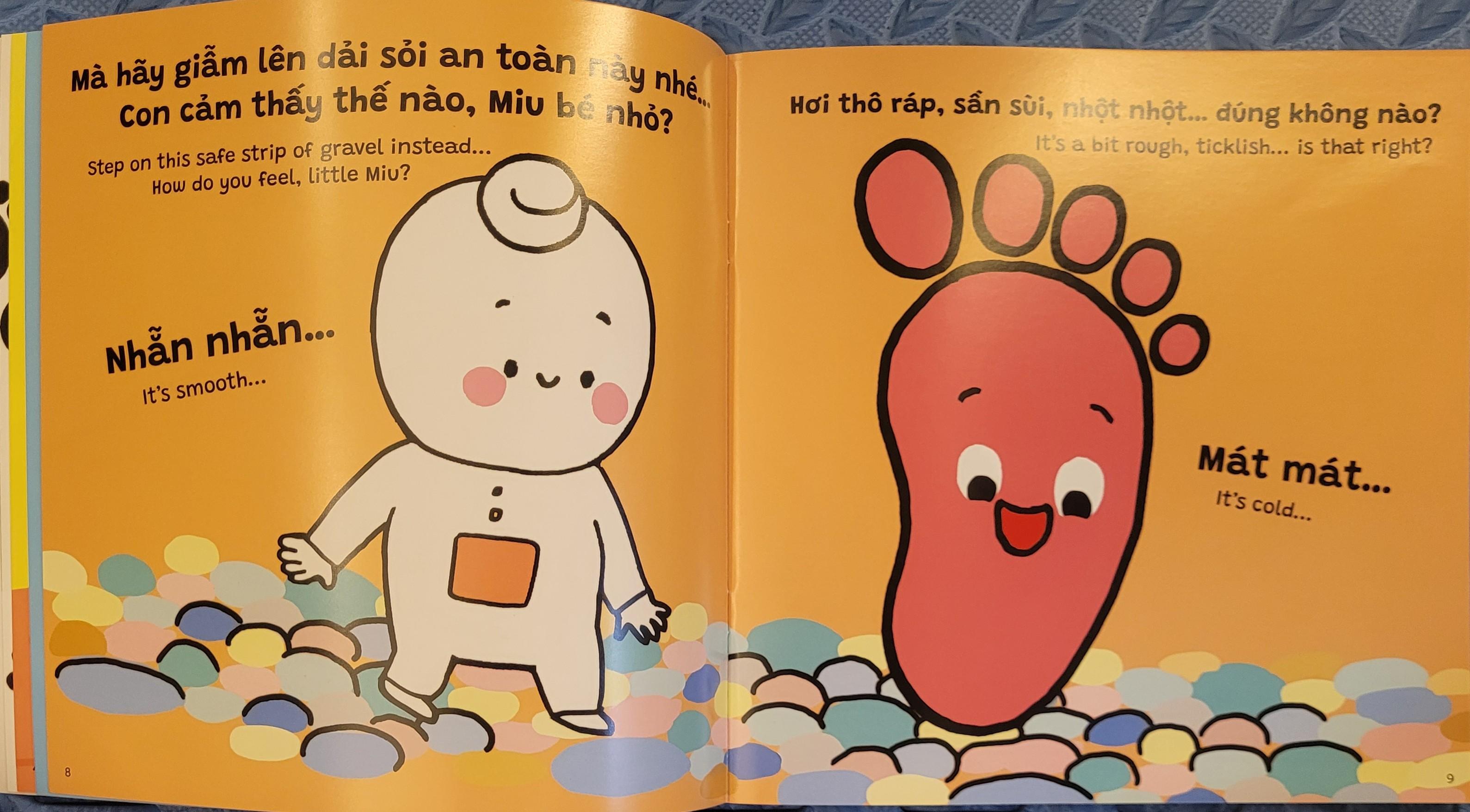 Sách Ehon Miu Bé Nhỏ Phần 4 Song Ngữ - Miu Bé Nhỏ Đừng Đi Chân Đất Nhé