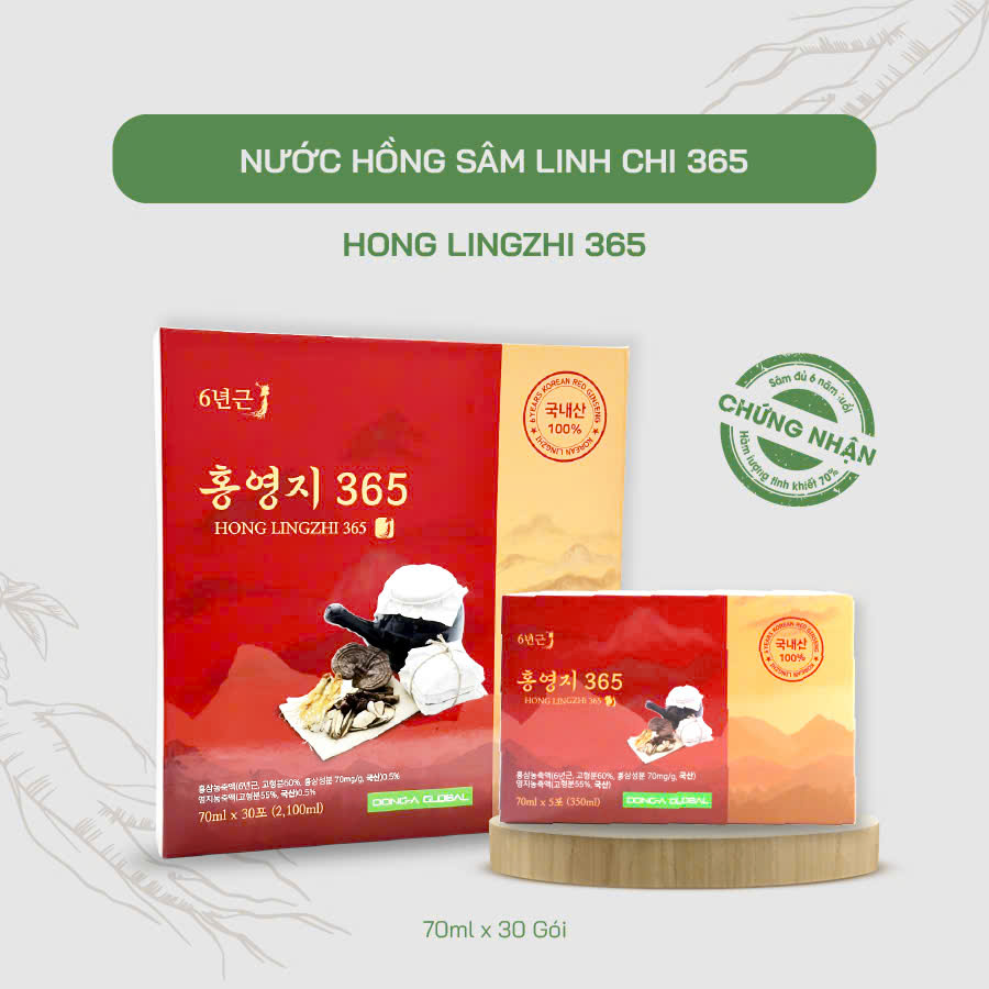 Nước Hồng Sâm Linh Chi Hàn Quốc Sante365 - 30 gói x 70ml