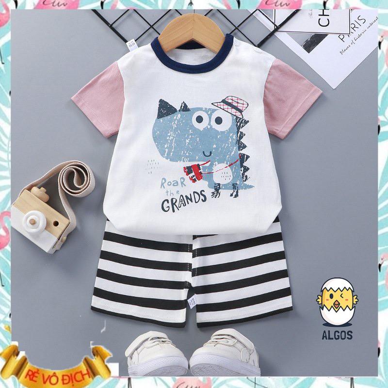 Bộ quần áo bé trai - Bộ khủng long - Cotton 100% thoáng mát thấm hút mồ hôi an toàn cho bé
