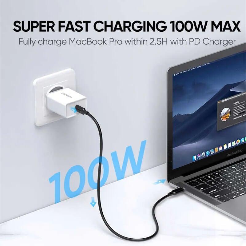 Ugreen UG50229US266TK 0.5M màu đen Dây USB Type-C sang USB Type-C - HÀNG CHÍNH HÃNG