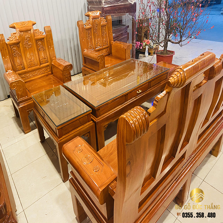 Bàn ghế âu á chương cuốn thư gỗ gõ đỏ