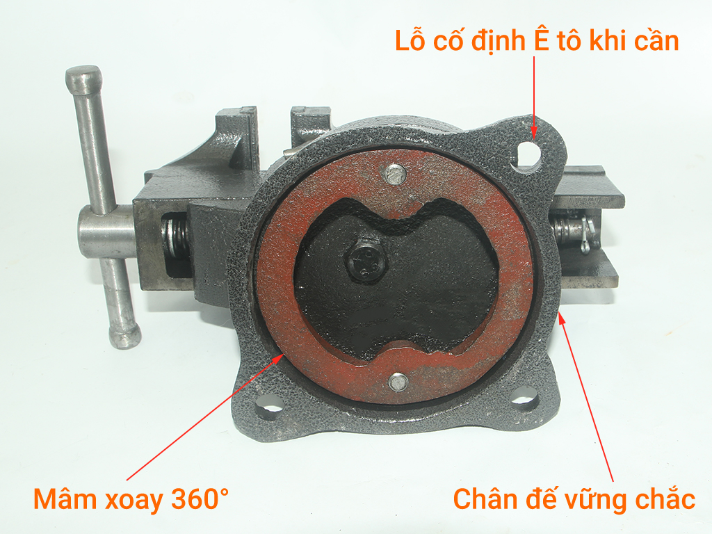 Ê tô mâm xoay có đe 3 inch độ mở tối đa 90mm tặng kèm 1 đôi găng tay bảo hộ cảm ứng