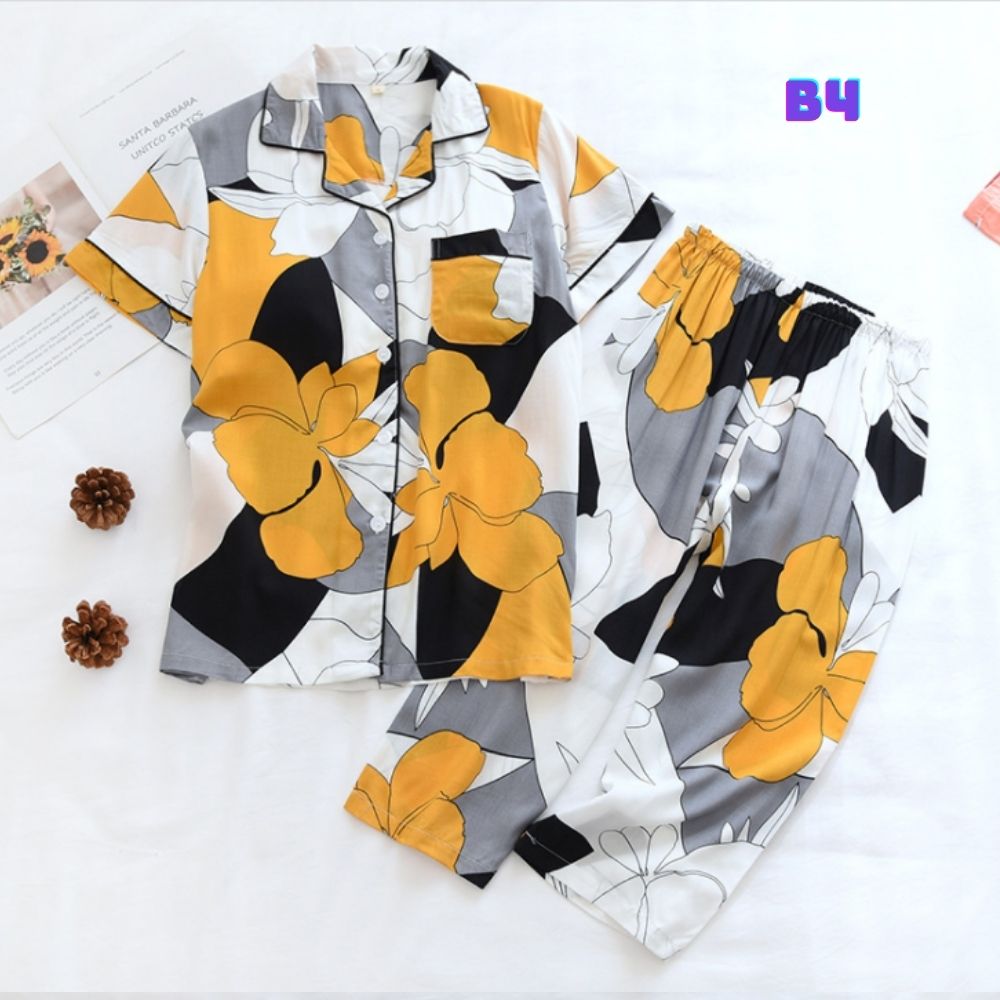 Bộ Đồ Pijama Nữ Mặc Nhà, Quần Áo Ngủ Nữ Ngắn Tay Azuno BN196 Chất Liệu Cotton Lụa Cho Mùa Hè