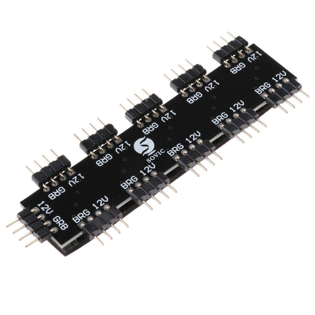10 Channel RGB Fan Controller Hub Splitter 4Pin 12V for Desktop Computer