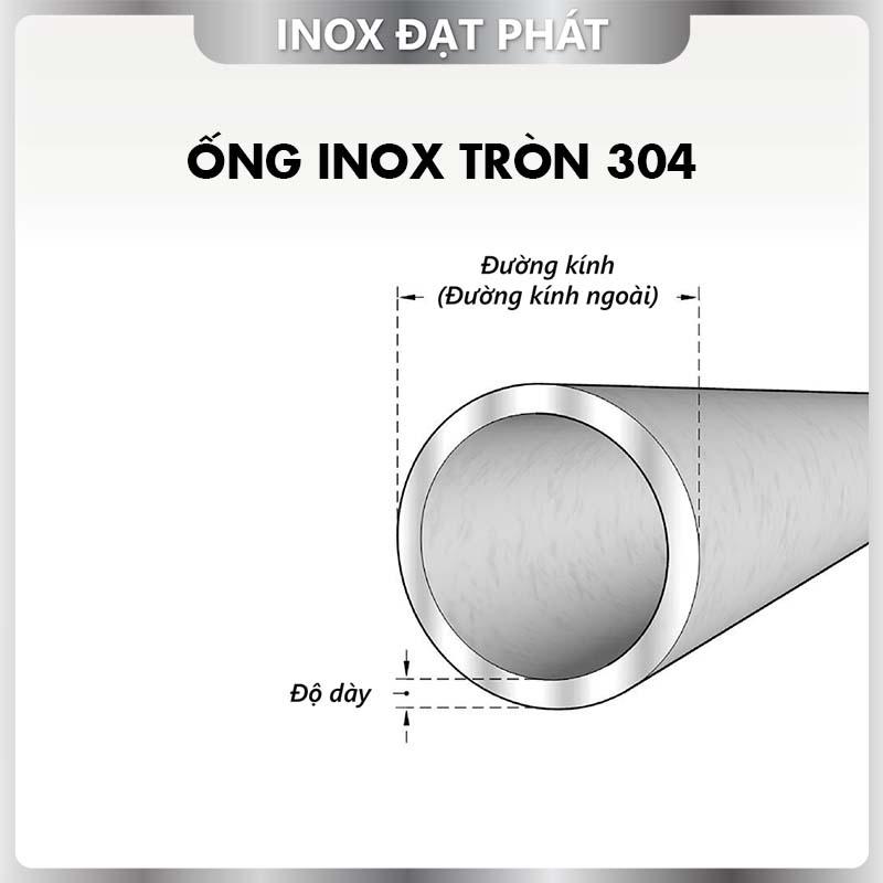 Ống Inox Tròn 304 phi 19.1 mm, Độ dày 0.8 mm, Dài 1m/1m2/1m5