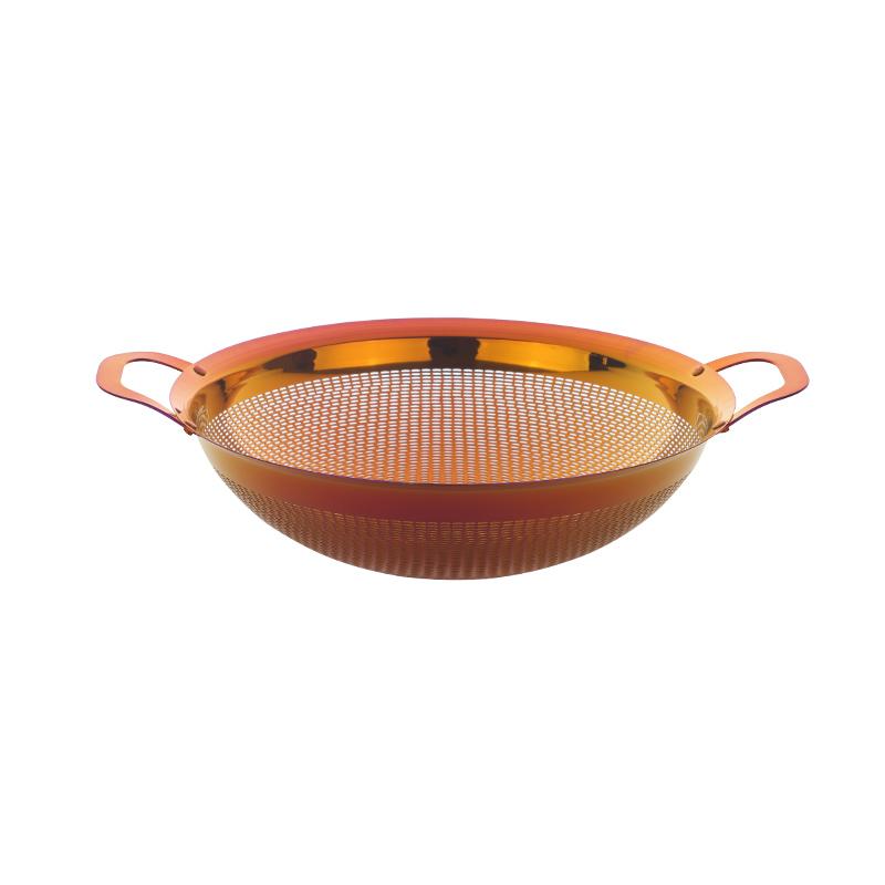 Đôi Tai Tay Cầm Vàng Ống Xả Inox Rổ Rửa Rau Quả Rây Lọc Lọc Kim Loại Cơm Lưới Lọc Đồ Dùng Nhà Bếp