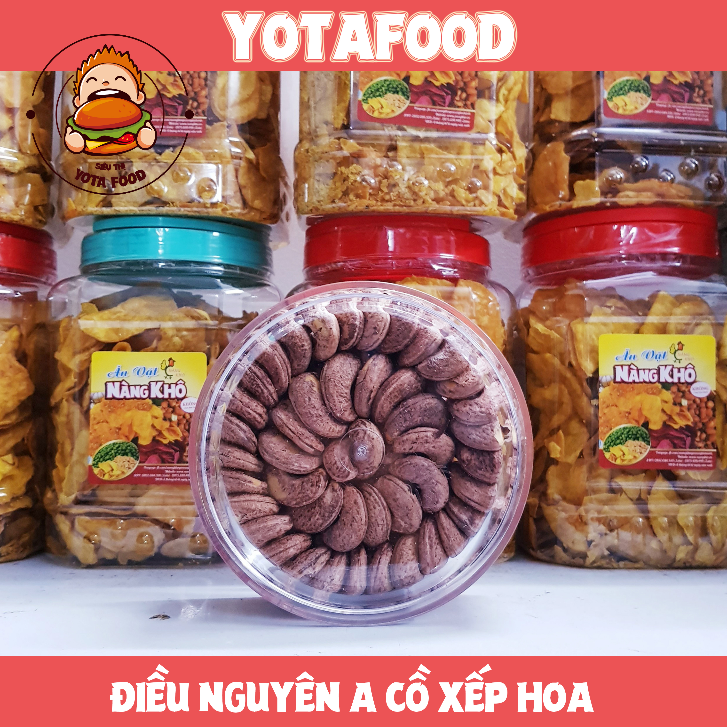 Hạt điều rang muối a cồ xuất khẩu cao cấp xếp hộp | Yotafood