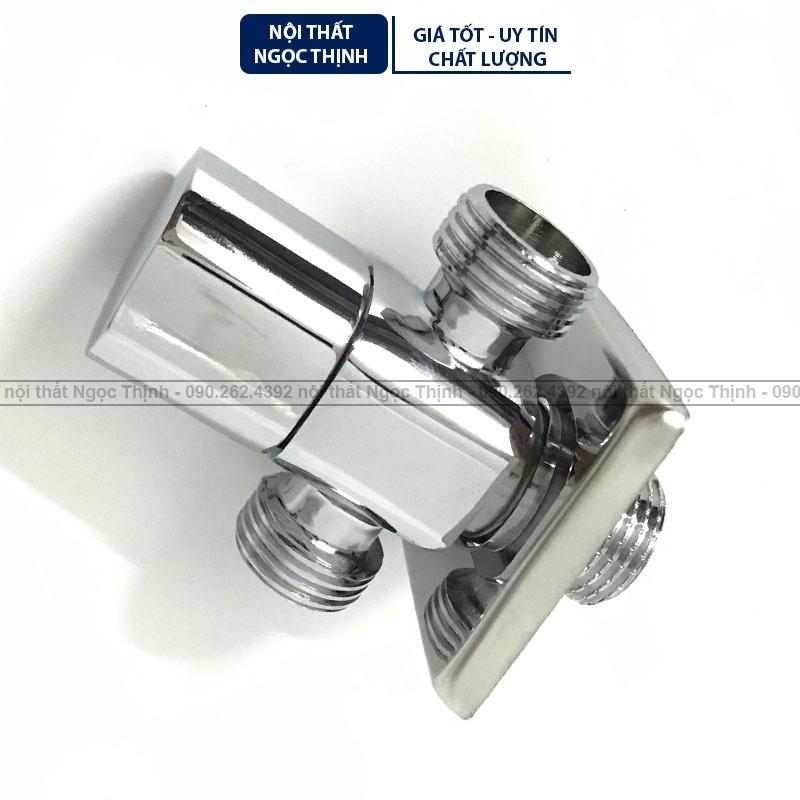 Van T khóa và chia nước SVT-03 2 nhánh cấp ra chất liệu đồng thau chrome bóng dòng cao cấp