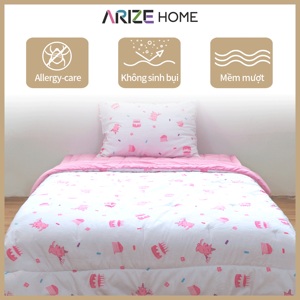 Chăn Chần Bông Arize Vải Microfiber Cat's Birthday 1.5x2m