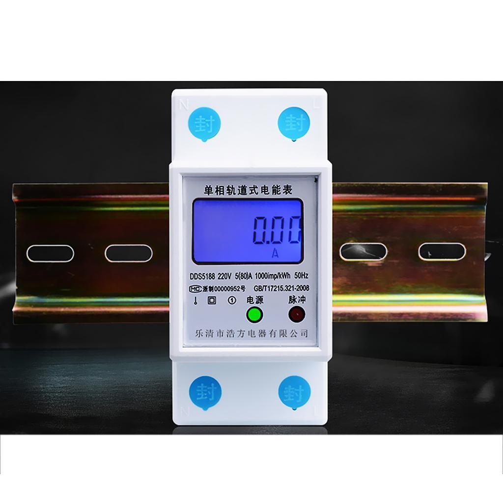 LCD DIN-Rail Type Hour Single Phase 2 Wire Energy Meter AC 220V