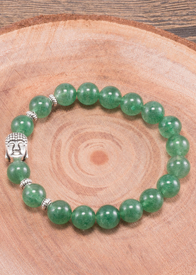 Vòng tay thạch anh dâu xanh phối charm phật bạc Ngọc Quý Gemstones