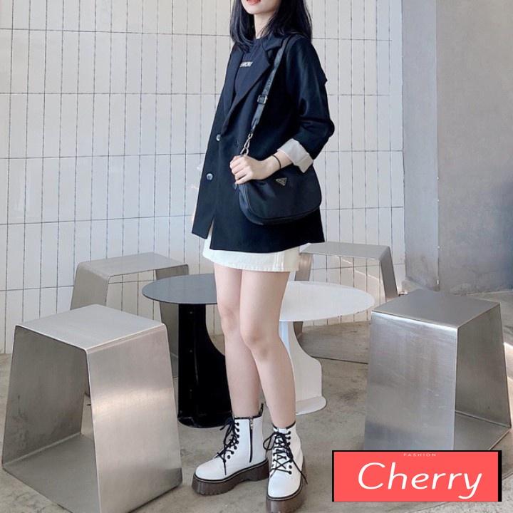 Áo blazer nữ dài tay 2 lớp phong cách Hàn quốc CHERRY Áo vest blaer sang chảnh nữ khoác ngoài T002