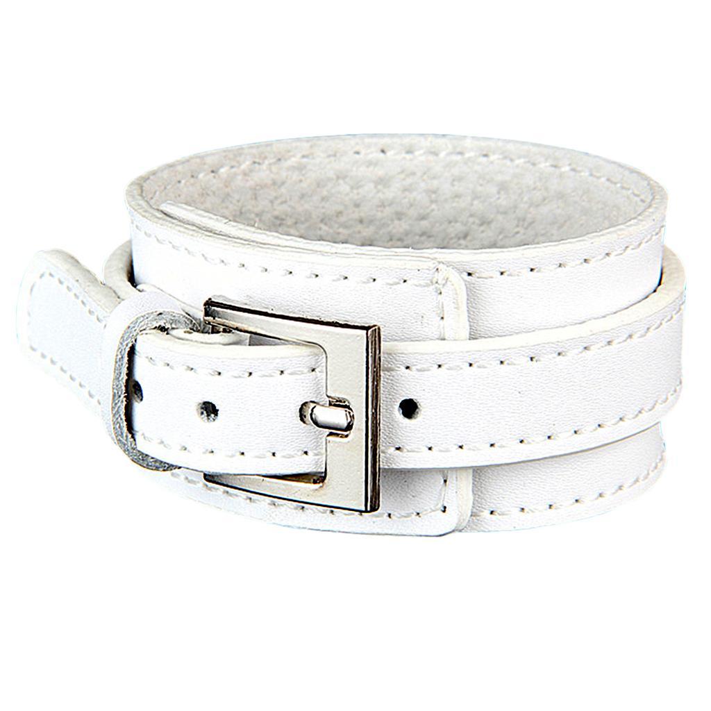 2xFashion Wide Cow Leather Wristband Cuff Bracelet Bangle Women Jewelry White