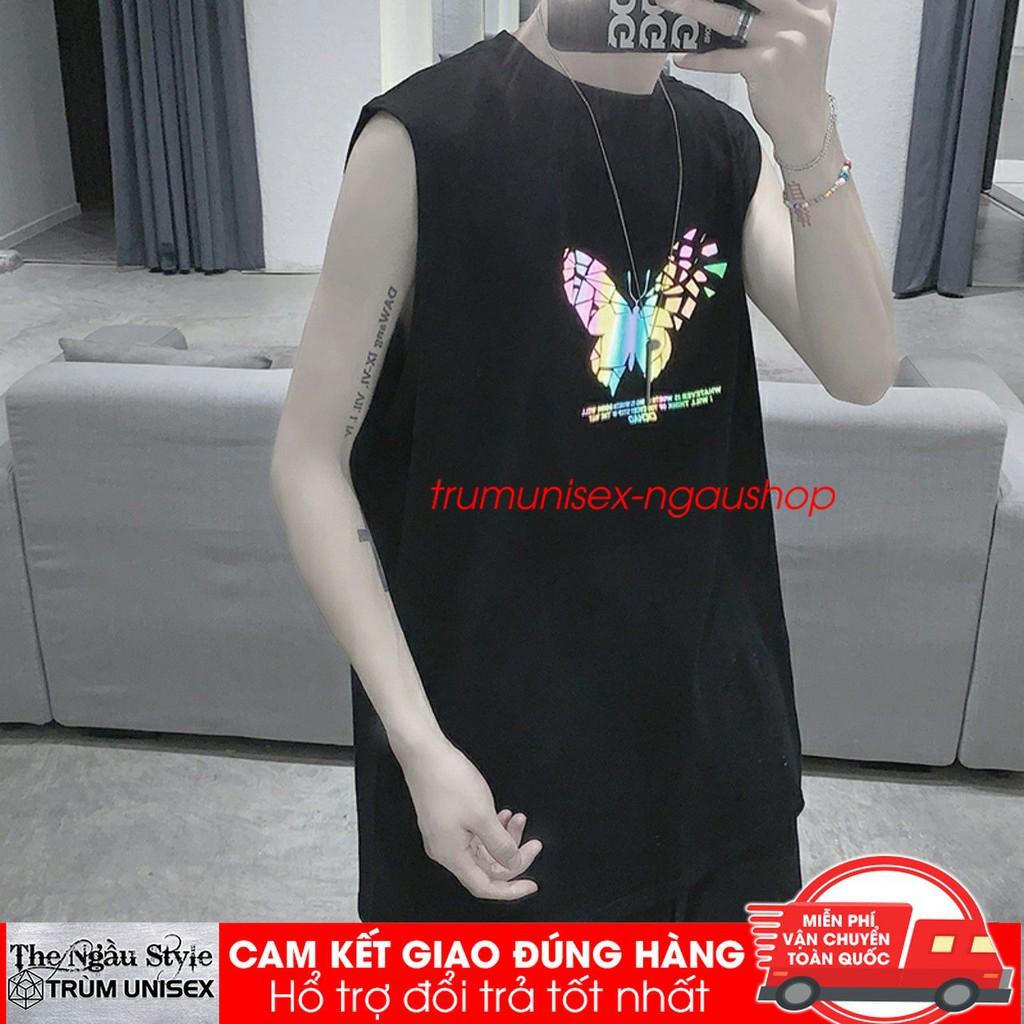 Áo thun Ba lỗ tanktop unisex form rộng nam nữ hàn quốc in Phản Quang 7 Bướm Megamind aothununisex