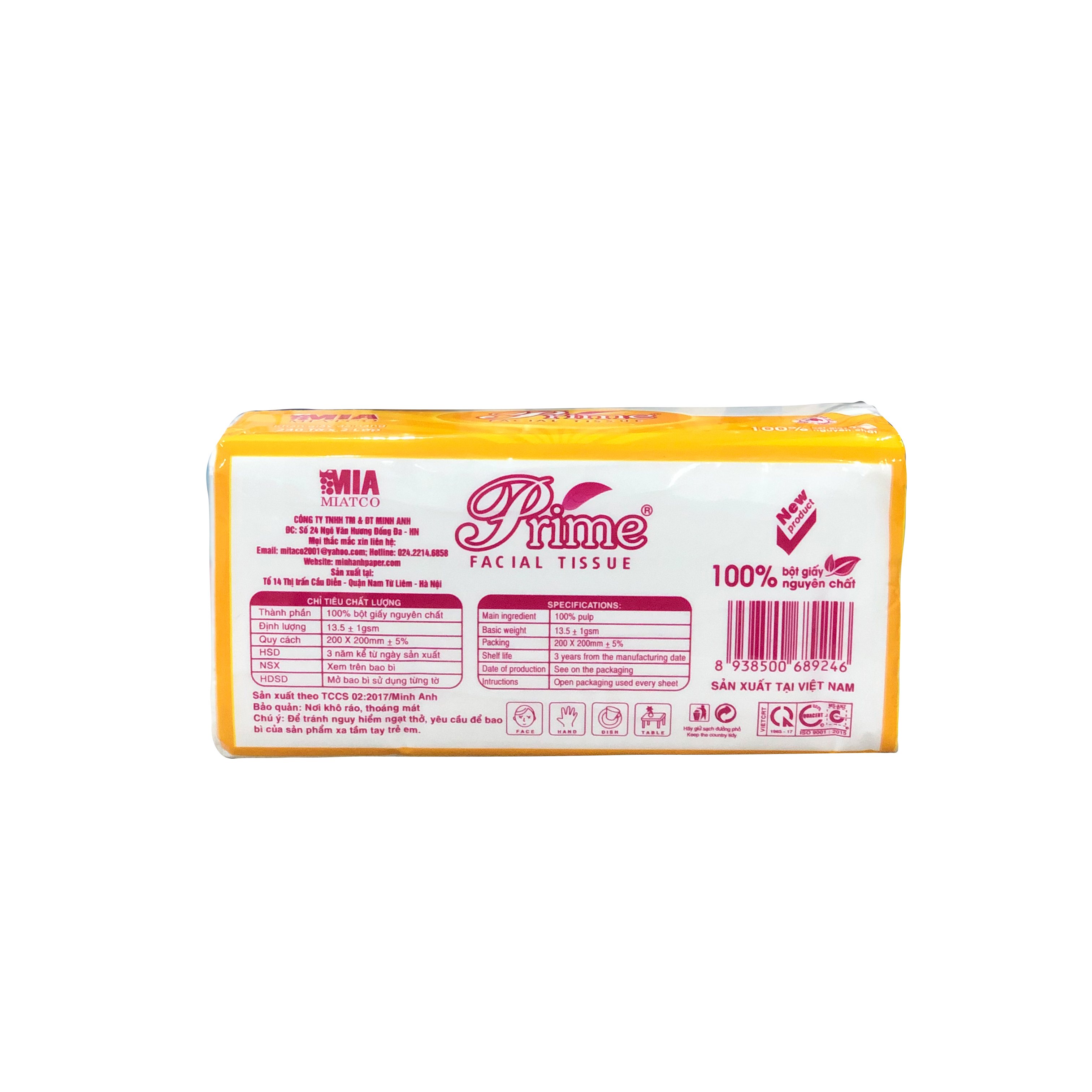 GIẤY ĂN GIẤY RÚT PRIME 2 LỚP KHỔ cm - COMBO 10 GÓI MÀNG VÀNG