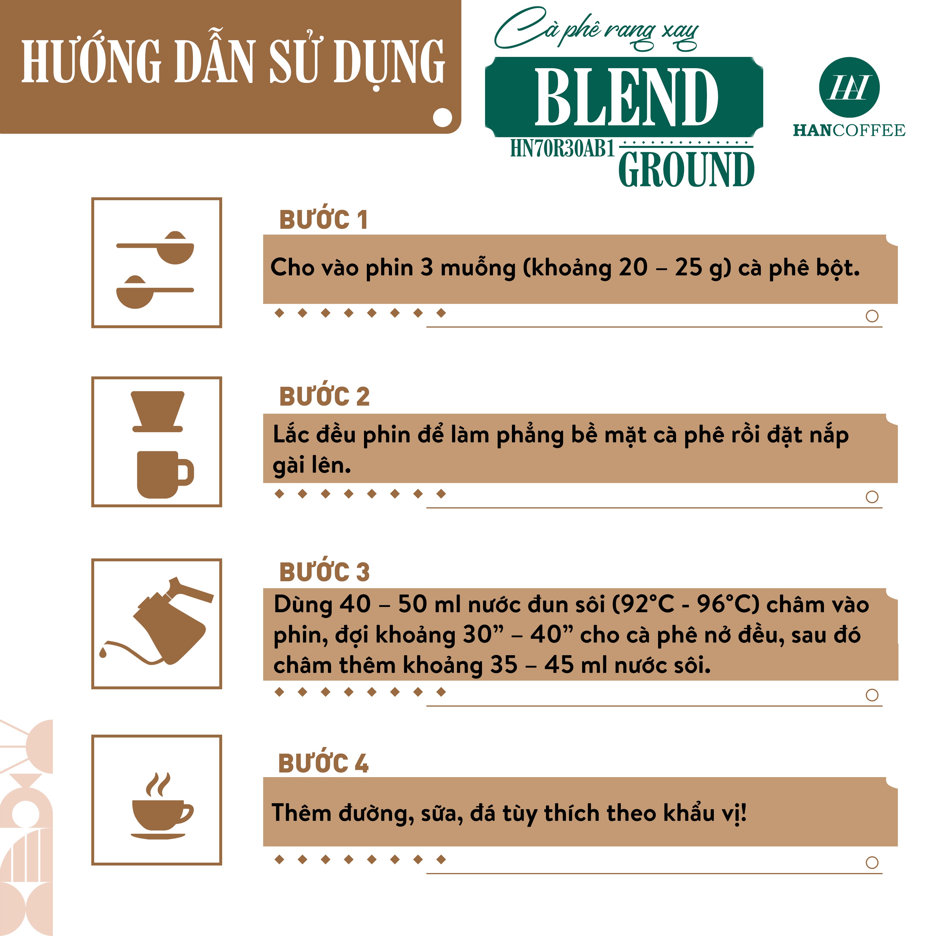 Cà Phê Arabica - Cafe Rang Mộc 100% HANCOFFEE Đắng Vừa, Chua Nhẹ, Ngọt Dịu, Dễ Uống Pha Phin - HN70R30AB1