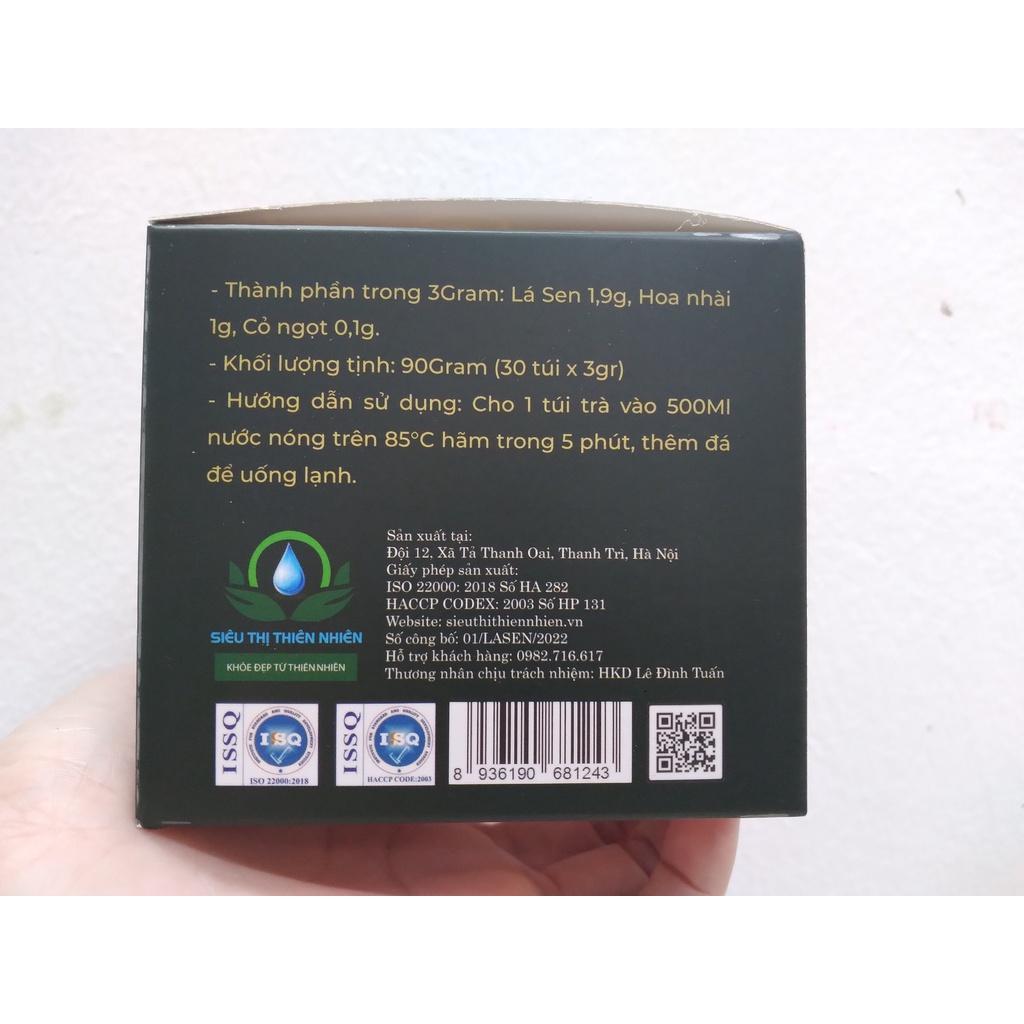 Đặc Sản Đồng Tháp - Trà Lá Sen hộp 30 Túi Lọc x 3Gram giúp giảm chảy máu cam, hạ huyết áp, tan máu tụ của Siêu Thị Thiên Nhiên - 1 hộp 30 túi lọc - OCOP 4 SAO