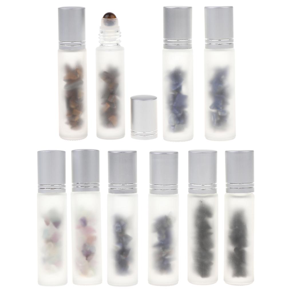 2X 10ml Empty Frosted Glass Perfume Roller Ball Bottles