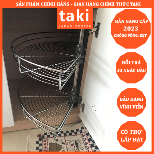 Mâm Xoay Góc Tủ, Mâm Xoay Góc 180 Tủ Bếp TAKI INOX 304 - Có Thợ Lắp Đặt