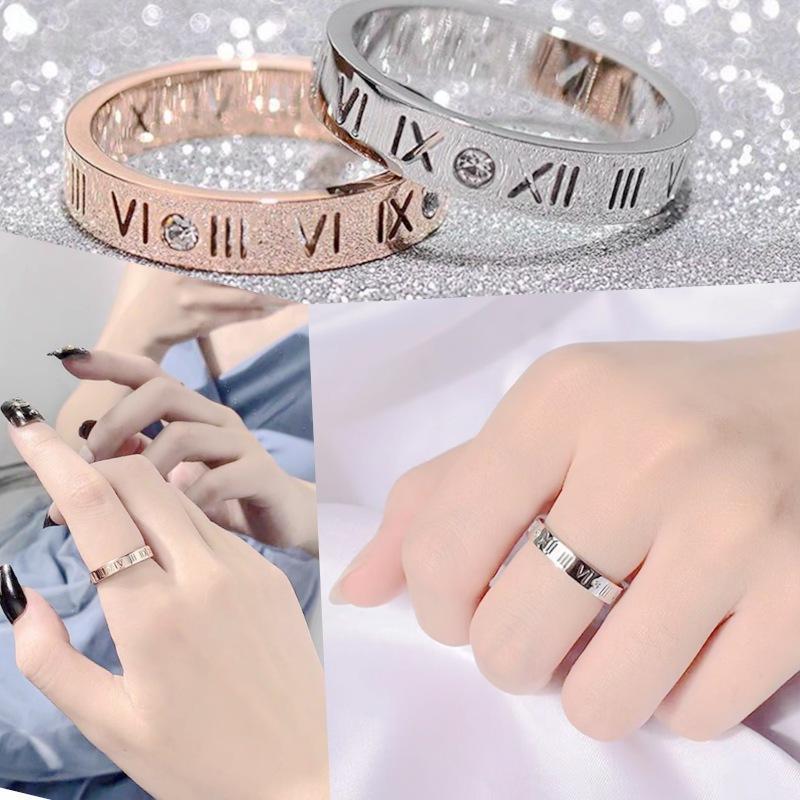 Nhẫn titan nữ thời trang cao cấp số la mã cách điệu thép không gỉ titanium trangsucpt 3 màu NNUT39