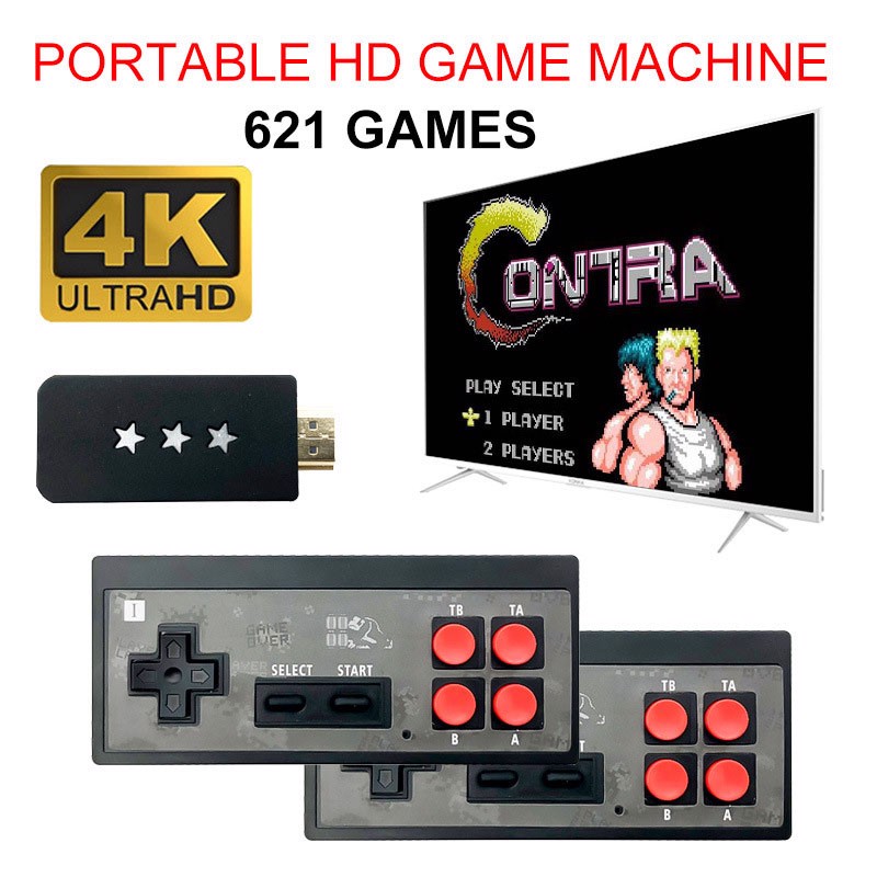 Máy chơi game 4 nút HDMI di động mini dùng cho TV và Laptop Promax EMX041 với 621 game tích hợp - Hàng nhập khẩu