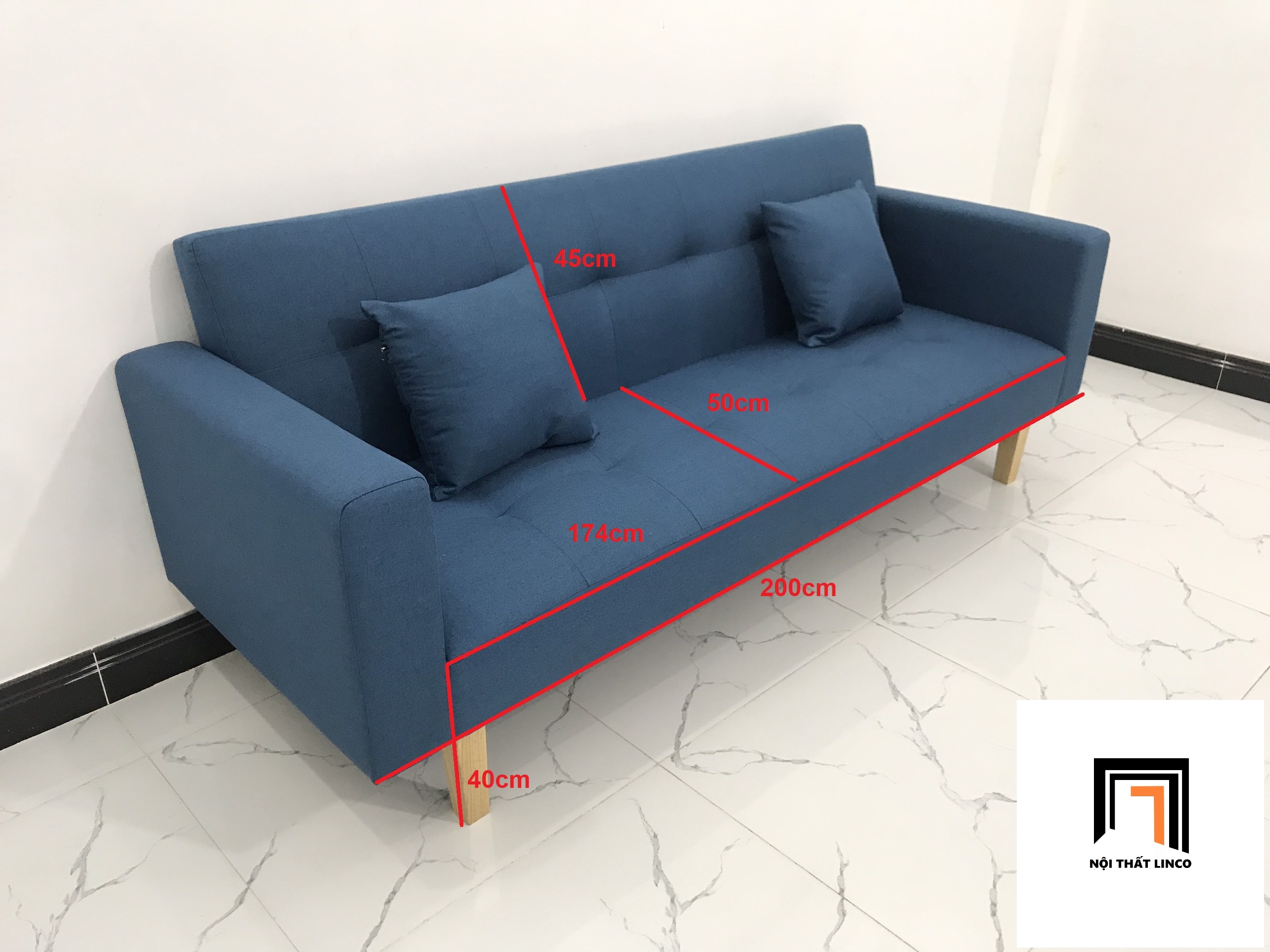 Bộ ghế sofa phòng khách BTV xanh dương nhiều kích cỡ