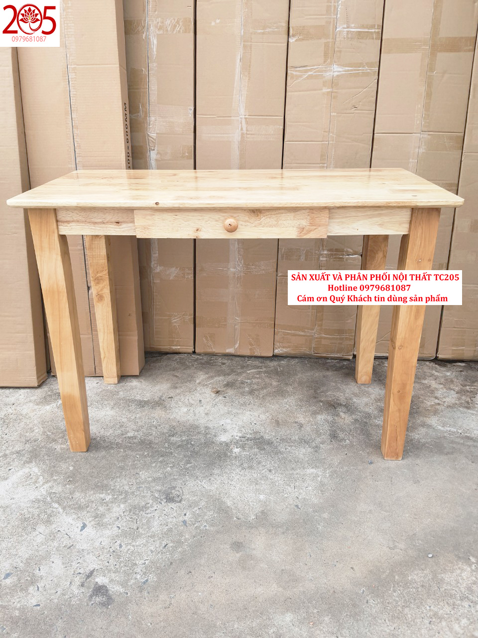 BÀN LÀM VIỆC có 1 HỘC TỦ - GỖ CAO SU - 100x50x75 cm