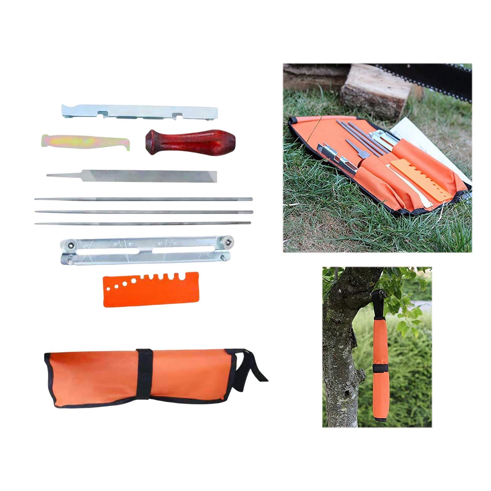 10 Pieces Professional Chainsaw File Kit with Tool Pouch Repair Tool