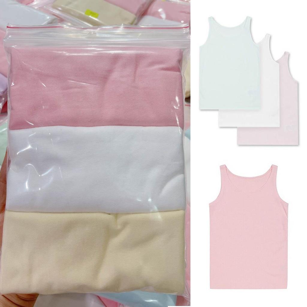 Set 3 áo 3 lỗ bé gái xuất Hàn thun cotton mềm mịn mát an toàn cho da bé MamLa