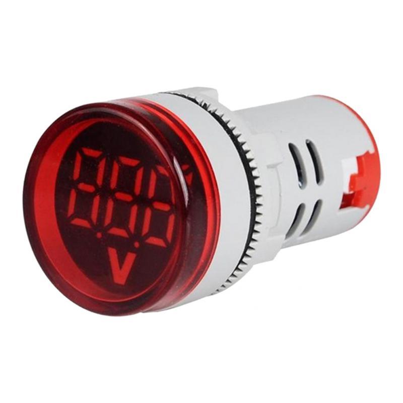 Lots 2 Plastic DIY Mini Voltmeter Round Voltage Meter LED Indicator Light Red