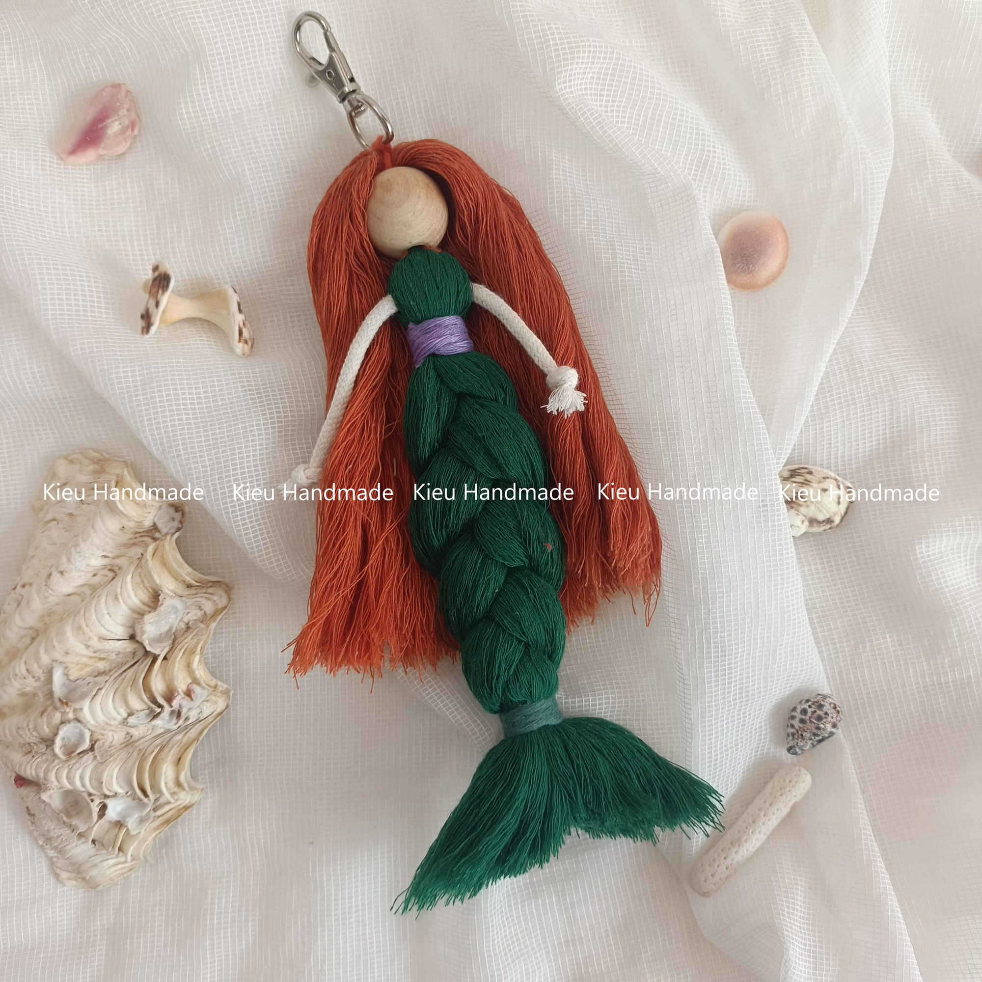 Móc khoá búp bê macrame, móc khoá nàng tiên cá